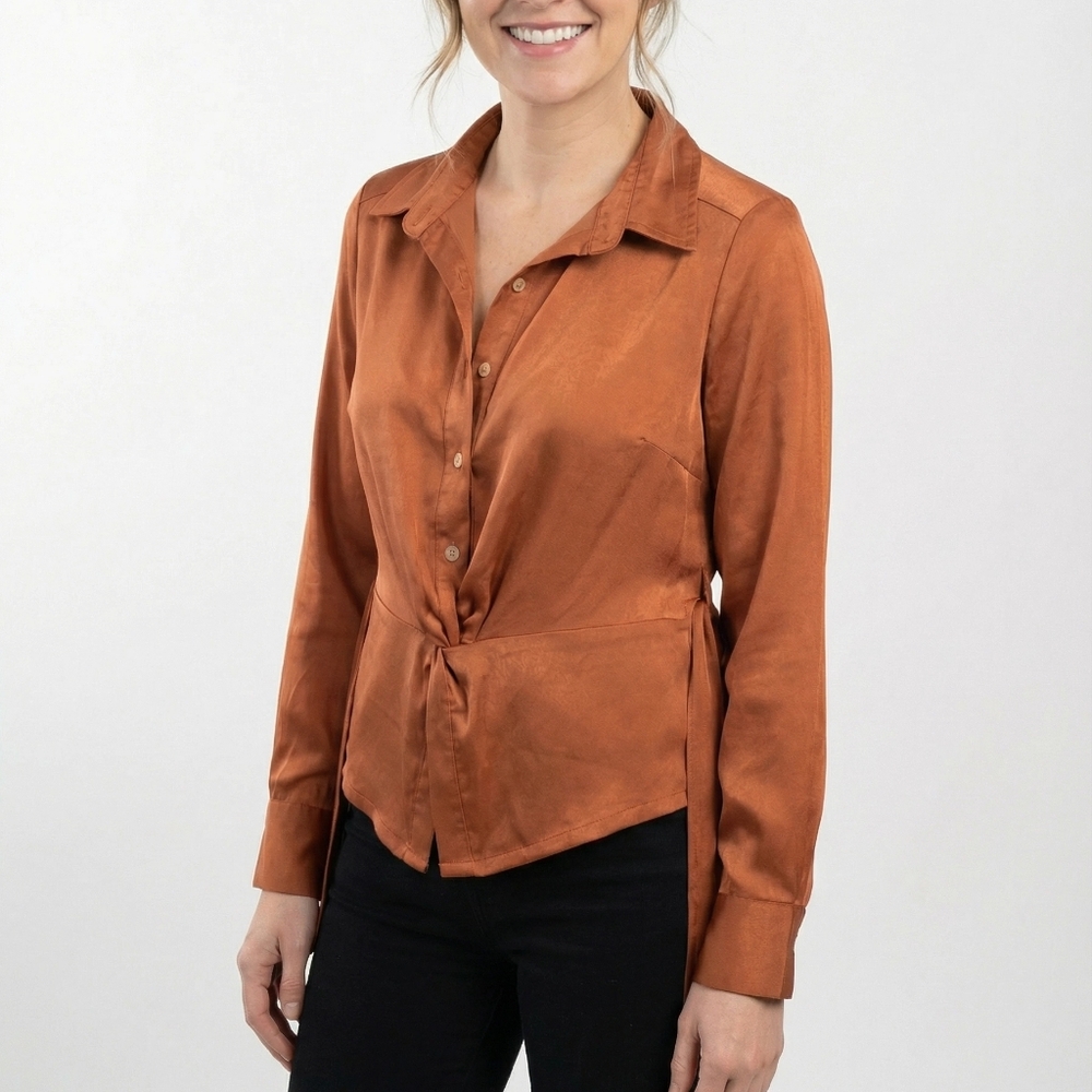 Women's Burnt Orange Button-Up Shirt